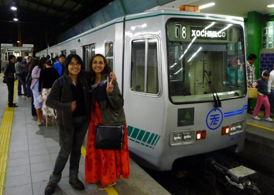 Mariana and Anny, boarding the light rail to take us back to Mexico City