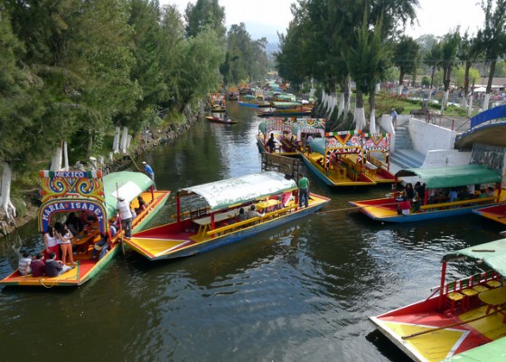 Gondolas heading out along the canals