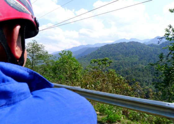 Return trip to Sapa on back of a motor scooter with my guide with Mt. Fansipan in the distance