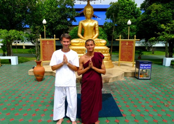 With monk Kavi at the MCU Buddhist retreat in Thailand