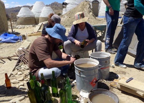 Cleaning the bottles to be used for windows