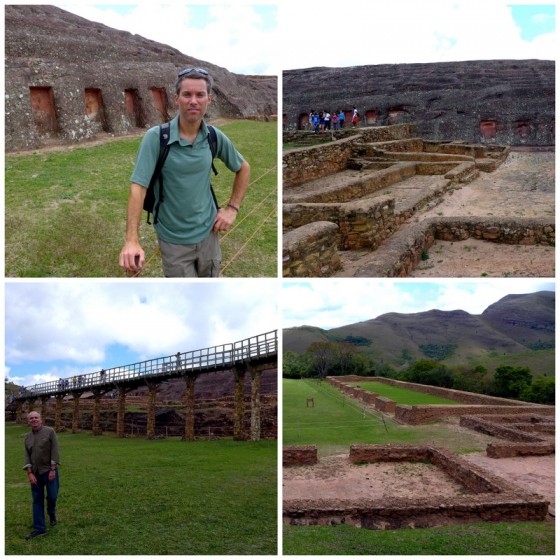 Images of El Fuerte: Rock carvings ~ Pre-Colombian building foundations ~ Elevated tourist walkways ~ Incan barracks