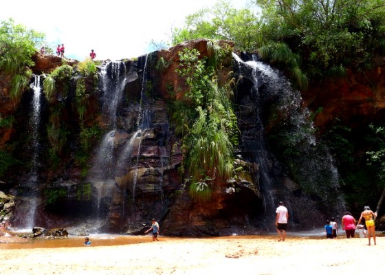 Waterfall at Las Cuevas, a beach getaway for landlocked Bolivians