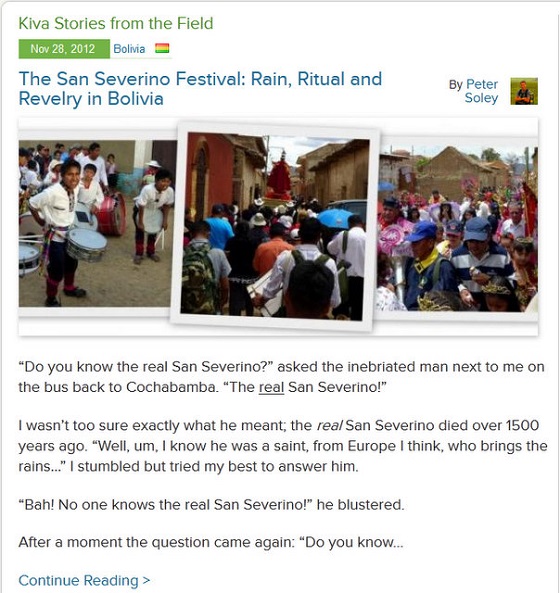 Kiva Fellows Blog 5: The San Severino Festival - Rain, Ritual and Revelry in Bolivia
