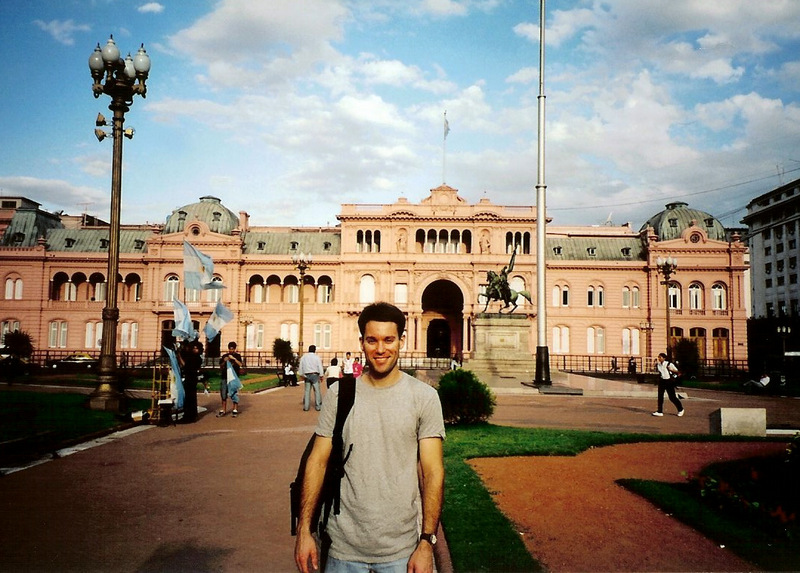 In from of the Casa Rosada (Presidential Palace) where the Madres de Plaza de Mayo courageously defied the regime in support of their "disappeared" children during the Dirty War