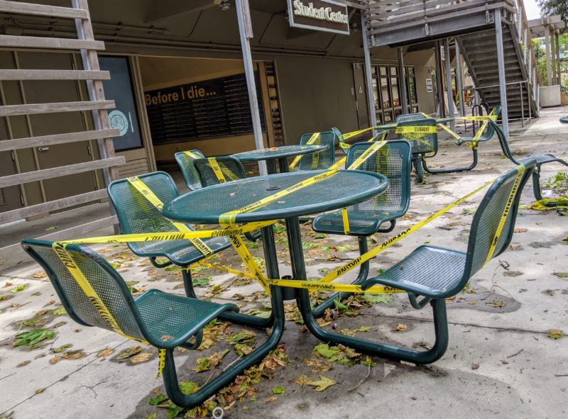 The closed-up campus of UC San Diego