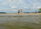 View of the beaches of Ilha do Amor from the warm, refreshing waters of the Amazon River.