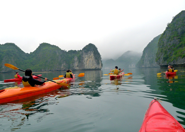 Red Armada: our group paddling in Lan Ha Bay, Vietnam.