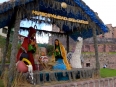 A nativity scene in Cusco features an Andean Mary and Joseph and of course a llama