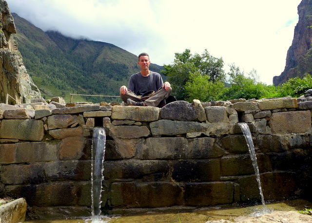 Atop the peaceful fountains in the now restored gardens at Ollantaytambo