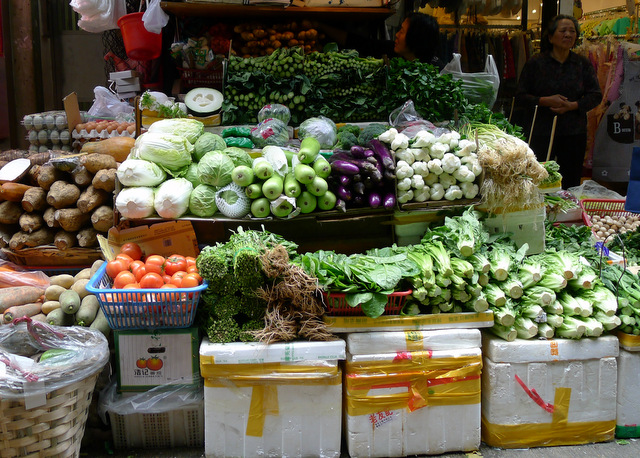 Veggie delights in a Hong Kong market