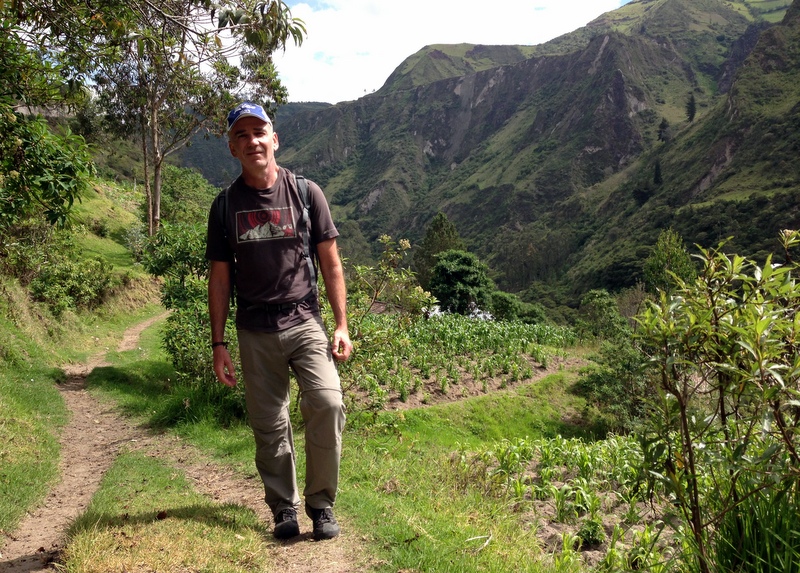 Paul on the trail rising out of the gorgeous valley between Chugchilán and Isinliví villages