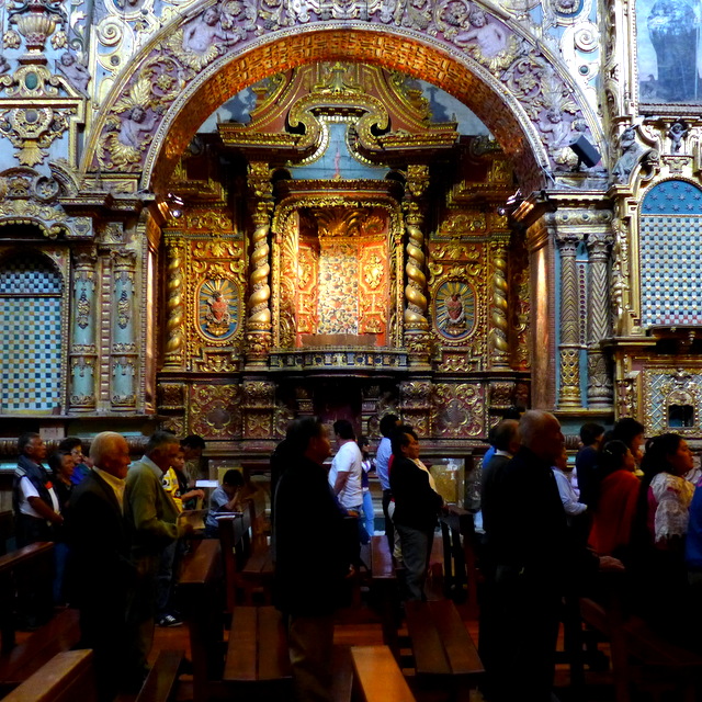 Church goers in Quito\'s Old Town