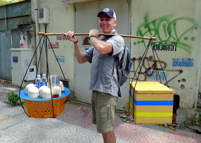 Paul\'s new profession: Coconut street vendor