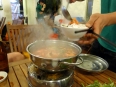 Waiting for the hot pot to boil.  Yes we were watching (so it took a long time) but it was well worth the wait.