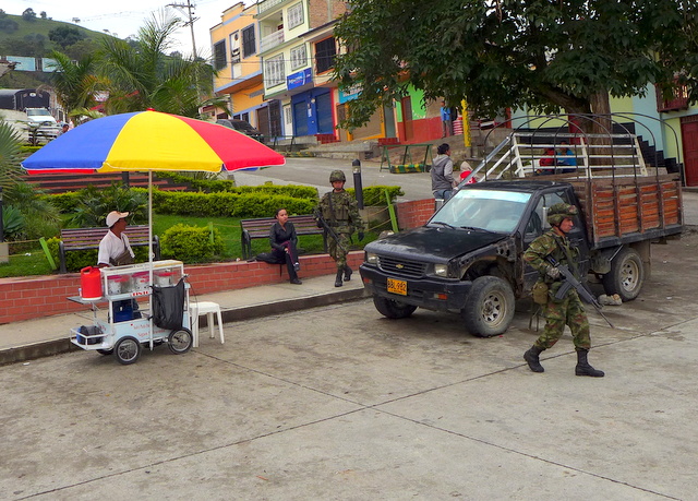 Because of the recent stability in the region, the Colombian army presence is noticed all throughout Huila department