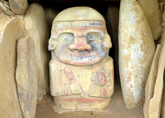 The statues were brightly painted as seen in this rare example... most have not weathered the millennia nearly as well