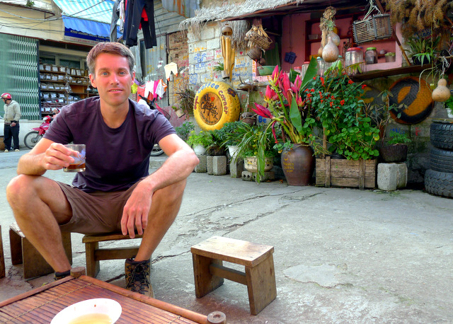 Me having a ca phe sua (coffee with sweetened condensed milk) at Café Peter in Sapa, Vietnam