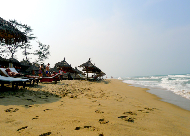 The golden beach of An Bang, an easy pedal on a push-bike from Hoi An